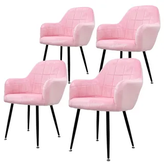ECD-Germany Esszimmerstuhl Samt Pink 4er Set , Textil , 45x83x47 cm , Esszimmer, Stühle, Armlehnstühle