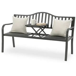 Relaxdays Gartenbank 150 x 57,5 x 90 cm Anthrazit