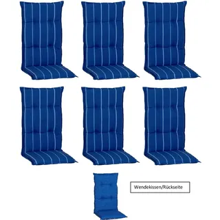 Beo Sitzauflage Hochlehner Tovarnik 6er-Set Blau-Weiß gestreift