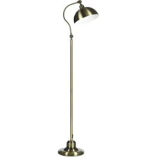 Homcom Stehlampe mit E27 Fassung, Stehleuchte mit verstellbarem Lampenschirm, 40 W Bogenlampe im Retro-Design, mit Messingoptik, für Wohnzimmer,