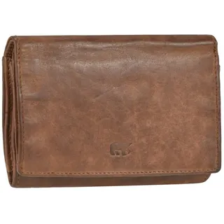 Bear Design Portemonnaie Damen Geldbörse Leder 9 Kartenfächer Geldbeutel Cognac braun