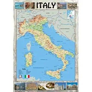 Tiger Moon Laminiertes Poster mit Landkarte von Italien, 59,4 x 41,9 cm
