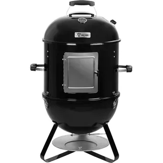 3 in 1 Räuchertonne ? 47 cm | Grilltonne, Holzkohlegrill, Feuerschale | Smoker mit Thermometer | Gartengrill, Räuchergrill, Räucherofen, Barbecue Grill, Multifunktionsgrill, Rundgrill - Schwarz