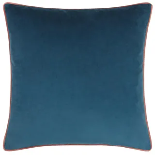 furn. Meridian Kissen mit Polyesterfüllung – luxuriöses dekoratives Samtkissen mit Kontrastpaspelierung (Petrol/Rouge – 45x45cm)