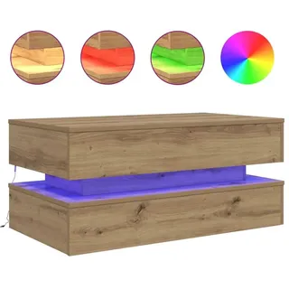 vidaXL Couchtisch mit LED-Leuchten Braun Eiche 90 x 50 x 40 cm