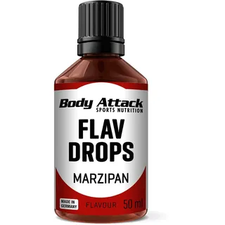 Body Attack Flav Drops®, 50 ml, Marzipan, Aromatropfen für Lebensmittel, zuckerfreie Flavour Drops ohne Kalorien, vegan & Qualität Made in Germany