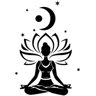 SUPERDANT Wandtattoo Schwarze Yoga Lotus Wandsticker Sonnen Und Mond Wandsticker Yoga Elemente Wandaufkleber DIY Dekor Vinyl Wandsticker Für Zuhause Wohnzimmer Schlafzimmer Yoga Studio Dekoration