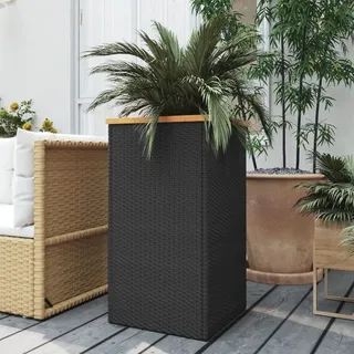 Schlichtes Pflanzkübel Schwarz 40x40x80 cm Poly Rattan - 5553982 - Schwarz