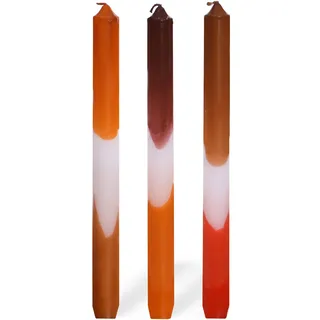 COMFORDER Dip Dye Kerzen, Stabkerzen Bunt (3 Stk.) handgemachte Tafelkerzen mit Farbverlauf, 9 Std. lange Brenndauer, Paraffin, 24 x 2,2 cm (Orange Braun)