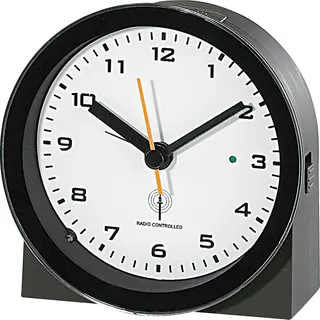infactory Tisch Funkuhr analog: Funkuhr mit Weckfunktion (Analoger Funkwecker, Funkuhr Wecker analog, ohne Schlummerfunktion)