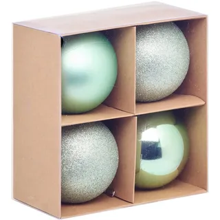 Atmosphera Createur d ́interieur Christbaumkugeln 10 cm 4er-Set , Blau , Kunststoff , 10x10x10 cm , Dekoration, Weihnachtsdekoration, Christbaumschmuck