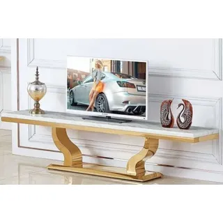 JV Möbel Sideboard 200 x 40 x 44 cm - Weiß, Gold