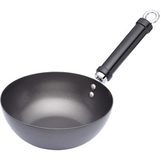 KitchenCraft Pure Oriental Wok aus Carbonstahl mit Antihaftbeschichtung, 20 cm