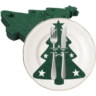Bliceon 16 Stück Weihnachts Besteckhalter aus Filz, Tischdeko Weihnachten, Bestecktaschen für Messer & Gabel, Weihnachtsbaum Besteckhalter, festliche Tischdekoration für Weihnachtsessen & Party
