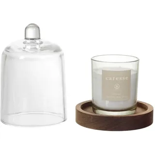 HOME DECO FACTORY, BO0080, Scented Candle Under Softness Bell, elegant Design, Soothing “Wood Mist” Scent, ideal for Relaxation and Decoration, Size 10 cm, transparent Color