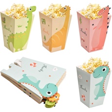 24 Stück Popcorn Boxen Klein, 11,5x7x5 cm Popcorn Tüten Pappe, Popcorn Snacks Süßigkeiten Behälter, Dinosaurier Popcorn Eimer, Popcorn-Kartons für Kinoabende Geburtstagsfeier Familienfeier