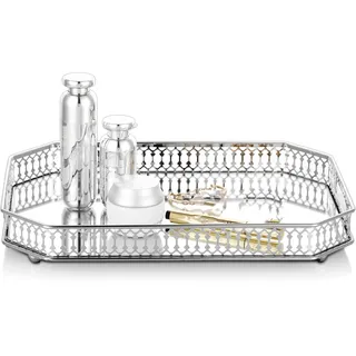 Nuptio Verzierter Dekorativer Metallbehälter aus Metall, Silberner Rechteckiger Kerzenhalter, Cupcake Tablett für Hochzeitsschlangen, Tischaufbewahrungstablett, Multifunktionaler Teller, Obsttabletts
