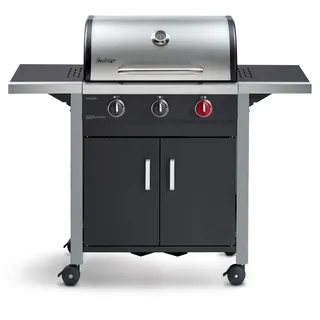 Enders Gasgrill CHICAGO 3 R TURBO, mit Gussrost, 3-Brenner, Edelstahl-Deckel doppelwandig mit Grill-Thermometer, SWITCH GRID Grillwagen mit Räder, Schwarz/Silber, #893776