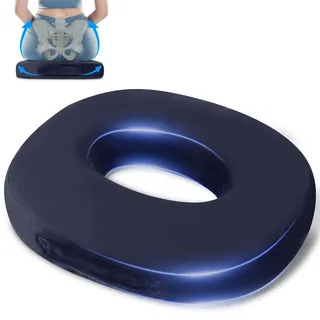 SinLaw Orthopädisches Sitzkissen Rund, Steißbeinkissen aus Memory Schaum, Donut Kissen,Ergonomisches Steißbeinkissen für Rollstühle (Dark Blue)