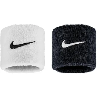 Nike Swoosh Classic Wristbands 2er Pack Schweißbänder Tennis Fitness Running Handgelenkbänder Sport, Black/White/Black, One Size