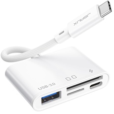 JSAUX USB C SD Kartenleser mit USB 3.0 Port & Ladeanschluss | 4-in-1 Micro SD Card Reader | Kompatibel mit iPhone 15/15 Pro Max/ 15 Pro/15 Plus, iPad Pro, MacBook Pro/Air, Galaxy S8 auf S24