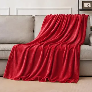 MIULEE Kuscheldecke Flauschig Decke Fleecedecke Wohndecken Couchdecke Flauschig Überwurf Mikrofaser Tagesdecke Sofadecke Blanket Für Bett Sofa Schlafzimmer Büro 130x150 cm Rot