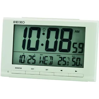 Seiko Clock Wecker digital weiß LCD QHL090W