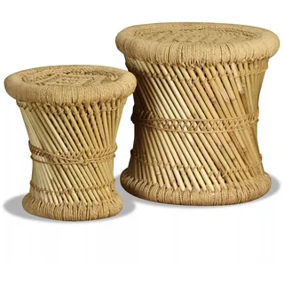vidaXL Hocker 2 Stk. Bambus und Jute - Braun