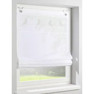 Kutti Raffrollo »Gravelot« mit Hakenaufhängung ohne Bohren freihängend Applikationen mit niedlichen Vögeln, weiß