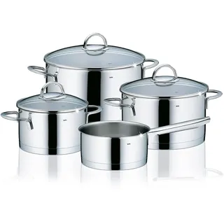 kela Topfset Induktion 4teilig CAILIN, Kochtopf Set mit Glasdeckel, Edelstahl 18/10, unbeschichtet, glänzend