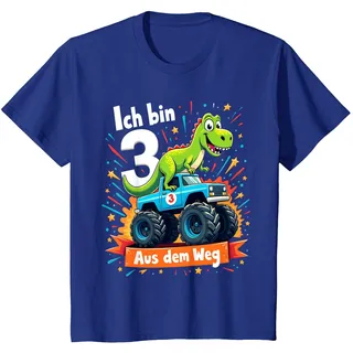 Kinder Ich Bin 3 Dinosaurier Monstertruck Kindergeburtstag T-Shirt
