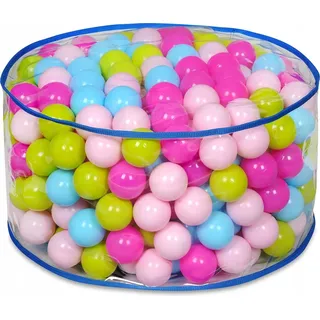 KADAX Sitzsack mit Bällen für Kinder, Mädchen, Jungen, Kinderzimmer, Ø 63 x 34 cm, rundes Bodenkissen (Pastellfarbe)