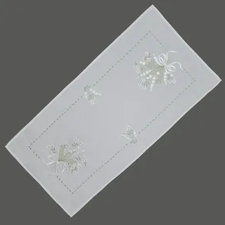 Raebel OHG Tischläufer 40 x 90 cm mit Stickerei Maiglöcken weiß grün Ostern Frühling