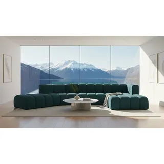 kaiser möbel Ecksofa Velours 3-Sitzer Azurblau