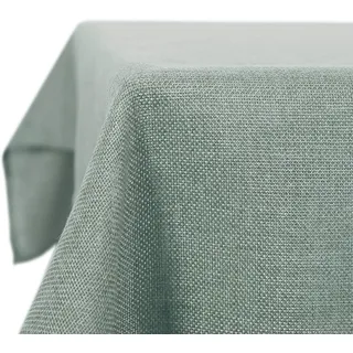 Deconovo Tischdecke Leinenoptik Lotuseffekt Wasserabweisend 150 x 200 cm Dunkelgrün