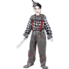 "VINTAGE CLOWN" (jumpsuit with ruff and braces, headpiece) - (140 cm / 8-10 Years)
