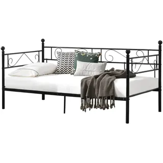 [en.casa] Tagesbett Granada , Metall , 90x200 cm , Schlafzimmer, Betten, Metallbetten