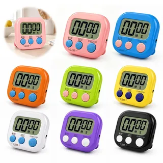 ZMCVOE Küchentimer Magnetisch, 8 Stück Digitaler Timer mit LCD Display, Eieruhr Digital, Digitaler Küchentimer mit Klappbarem Ständer, Kurzzeitwecker Digital für Büro Kochen Sport Klassenzimmer
