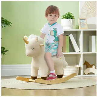 aiyaplay Schaukeltier, Baby Schaukelstuhl mit Unicorn Design, Sound, Schuakelsitz, Schaukelpferd, Schaukelspielzeug für Kleinkinder ab 2 Jahre, Plüsch, Weiß
