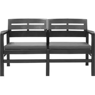vidaXL 2-Sitzer-Gartenbank mit Kissen Anthrazit 133 cm Kunststoff - Grau