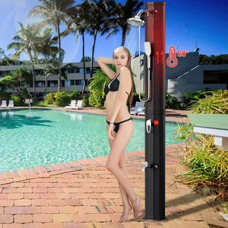 TolleTour Solardusche Solar Gartendusche Shower Dusche Pooldusche Campingdusche 60L (mit Schutzabdeckungmit HandbrauseSchwarz) - Schwarz