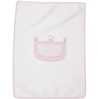 FILET - Warme Fleecedecke für Neugeborene, aus weichem, hochwertigem Fleece mit Aida-Einsatz zum Sticken, 100% Made in Italy, Größe 60x80 cm, Farbe Weiß und Rosa