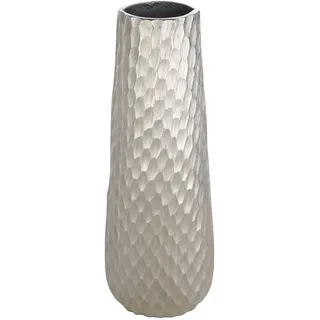 EGLO LIVING Metallvase Nilgaut, Elegante Deko Vase | gehämmerte Dekovase für Wohnzimmer, Blumenvase aus Metall in Nickel, Tischdeko 40,5 cm