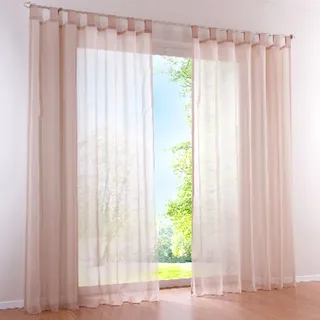 SIMPVALE 2 Stücks Voile Vorhänge zu Gürtelschlaufe transparent Vorhänge Fenster Balkon aus Tüll Breite 140cm, Polyester, kaki, Höhe 225cm