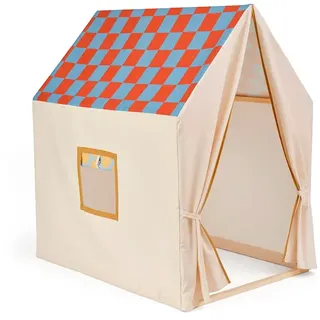 Kids Concept Dusty Blue Check Zeltkampagne - Blue / White - One Size