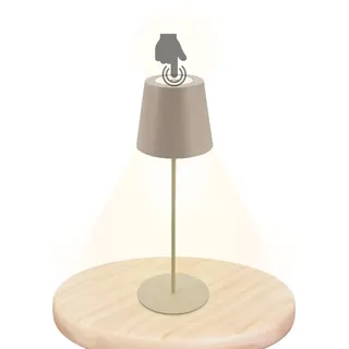 Trango Beige LED Tischlampe IP44 Spritzwassergeschützt 2017-03C kabellos & Touch stufenlos dimmbar 3 Watt 2700K warmweiß Schlafzimmer Garten Restaurant Bar Terrasse Camping Tischleuchte Akku aufladbar