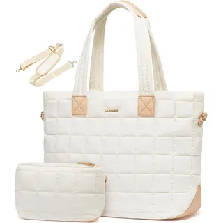 Damen Laptoptasche Handtasche 15,6 Zoll Beige große Arbeitstasche Uni Bürotasche - Beige