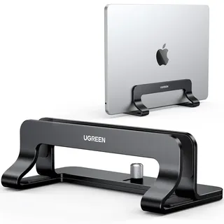 UGREEN Laptop Ständer Vertikaler Aluminium mit Thermischer Basis (Schwarz) | Hochkant Verstauen / Externer Monitor, 12-26mm Individuelle Breite Einstellbar, Hochwertige Aluminiumlegierung, Rundumschutz