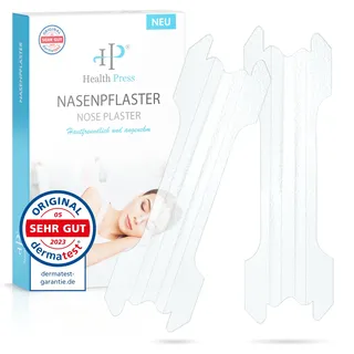 Health Press Nasenpflaster – 50 Transparente Nasenstrips – Anti Schnarch Pflaster für einfacheres Atmen bei Schlaf & Sport – Schlafnasenstreifen für bessere Atmung – Schnarchstopper – Nasal Strips