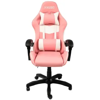 KUBO Gamer-Stuhl, ergonomisch, Kopfstütze, Gaslift Stufe 4, Farbe: Rosa, Maximales Gewicht bis 130 kg